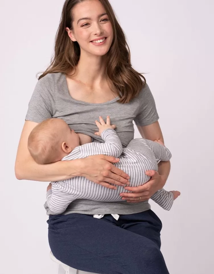 Seraphine Lot de 2 t-shirts grossesse et allaitement – Gris/Bleu marine | < Vêtements d'allaitement | Hoodies et Tops