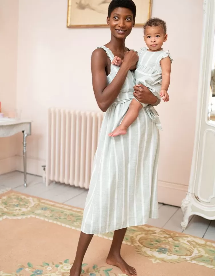 Seraphine Mama & Mini Barboteuse en coton à rayures vertes et blanches< Cadeau Bébé | Vêtements Bébé