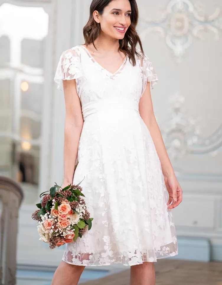 Seraphine Robe en dentelle florale de grossesse à allaitement blanche à fleurs< Vêtements d'allaitement | Robes de fêtes