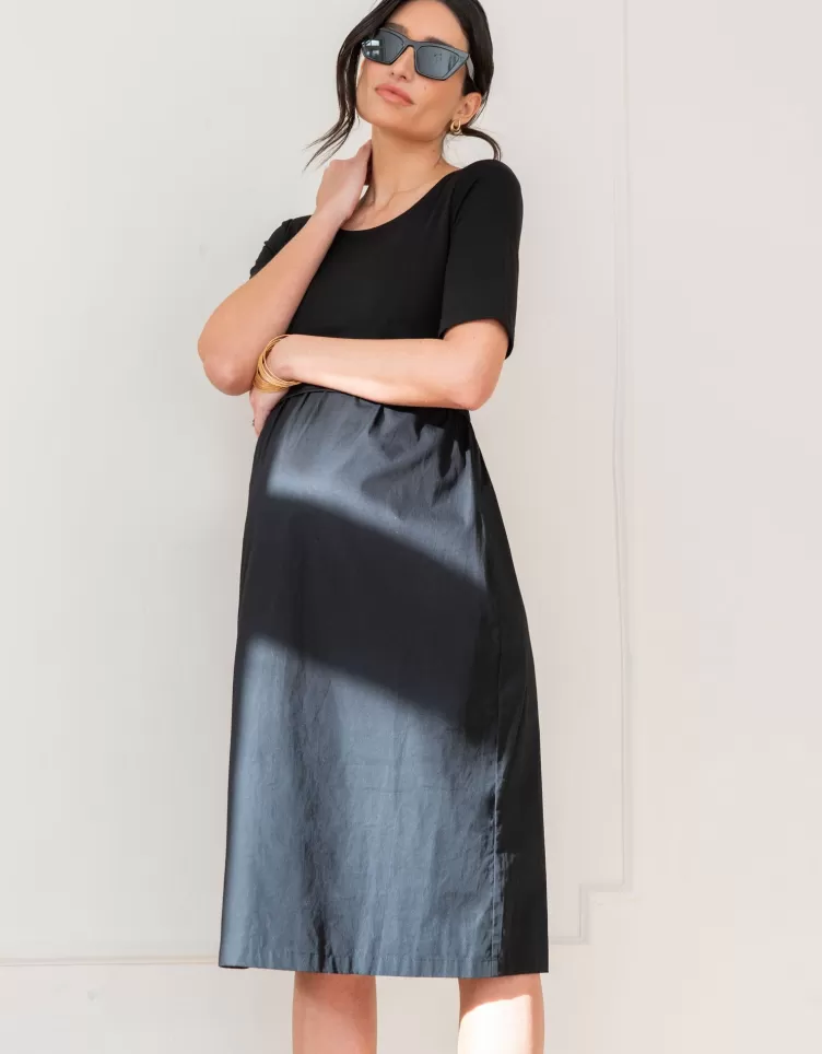 Seraphine Robe en popeline de coton avec haut en jersey | < Robes