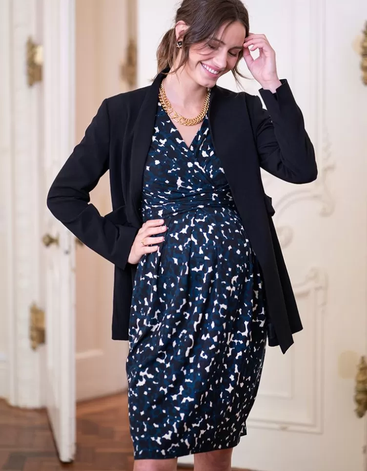 Seraphine Robe grossesse et allaitement en jersey imprimé – Bleu marine | < Vêtements d'allaitement | Robes