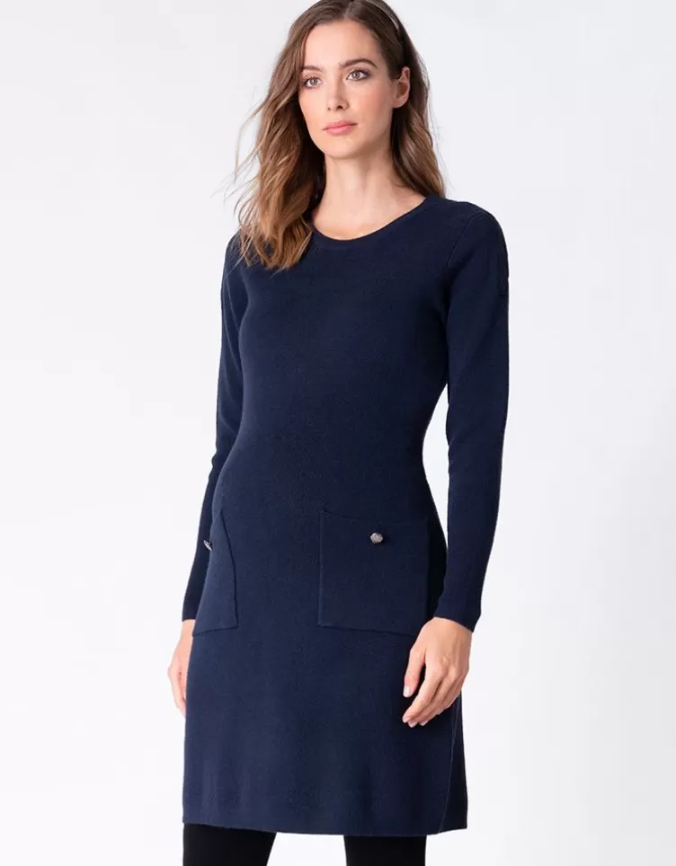 Seraphine Robe grossesse et allaitement en maille avec poches – Bleu marine< Vêtements d'allaitement | Robes