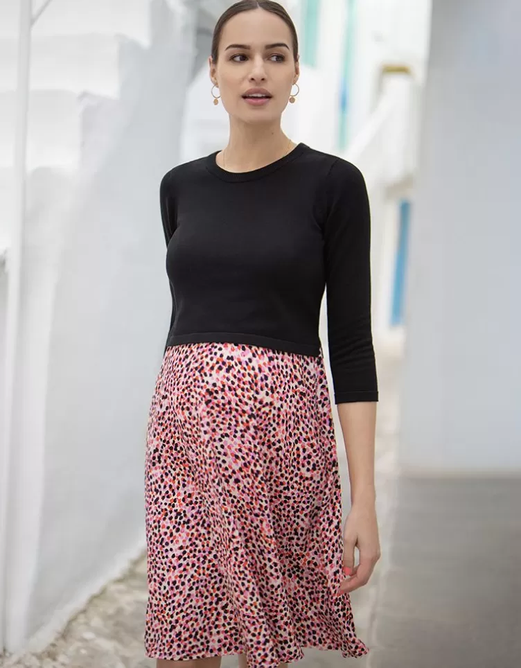 Seraphine Robe grossesse et allaitement imprimée avec haut en maille | < Vêtements d'allaitement | Robes
