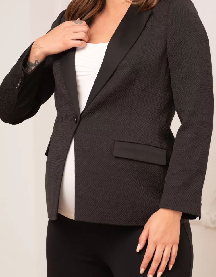Seraphine Veste tailleur de grossesse style smoking noire | < Manteaux et vestes